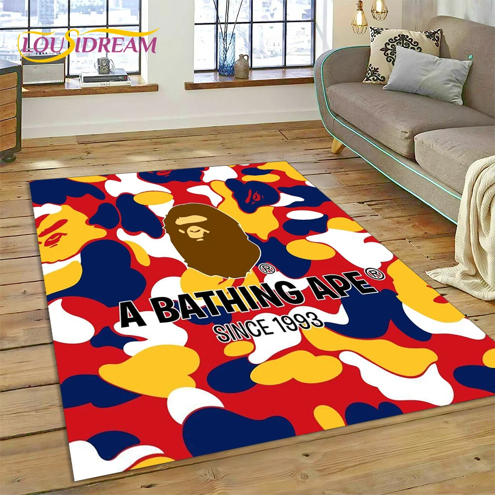 Home Textiles Online - 3D-Druck B-BAPE Modischer Teppich für Schlafzimmer,