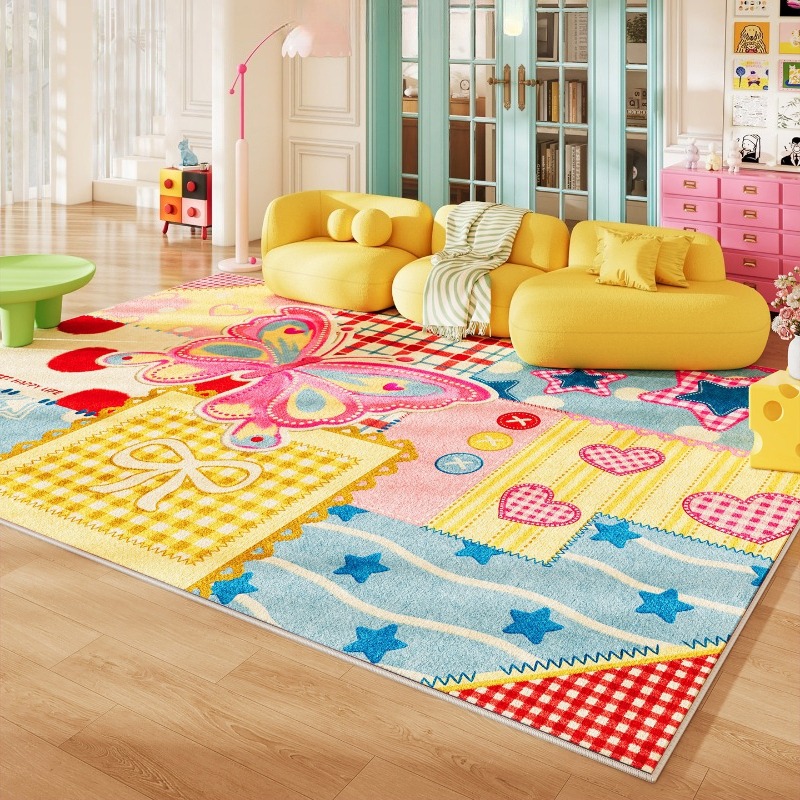 Home Textiles Online - Dopaminfarbener Puzzle-Wohnzimmerteppich, rutschfeste Bodenmatte für Sofa
