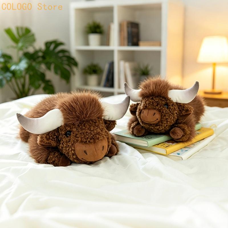 Highland Home Textiles - Hochlandrinder-Fuzzy-Kissen mit Horncharakter-Design, Stofftierspielzeug D0LD